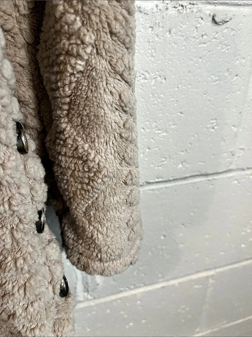 Women's Beige Teddy Hooded Coat - Picture 5 of 6